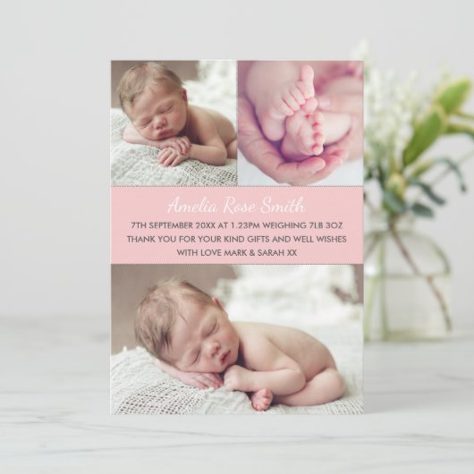 Neue Babyankündigung/Dankeschön-Karte Dankeskarte (Stehend Vorderseite)