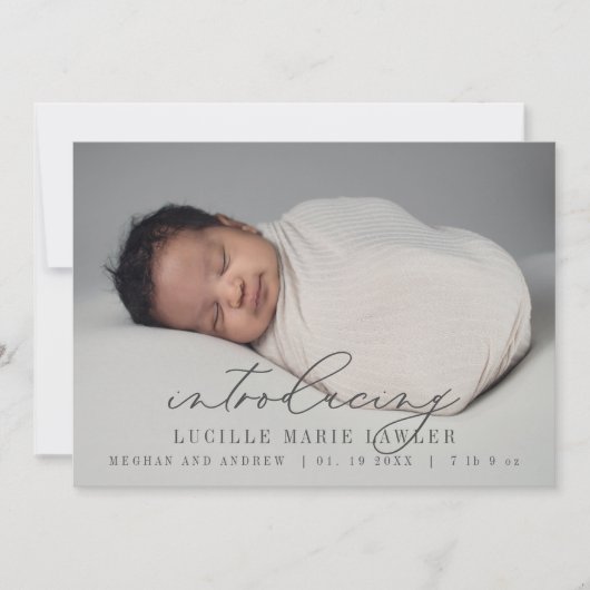 Neue Babyankündigung Einführung in das Skript Ankündigung (Vorderseite)