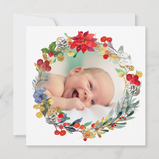 neue Babyankündigung Frohe Weihnachten (Vorderseite)