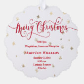 neue Babyankündigung Frohe Weihnachten Ornament Karte (Rückseite)