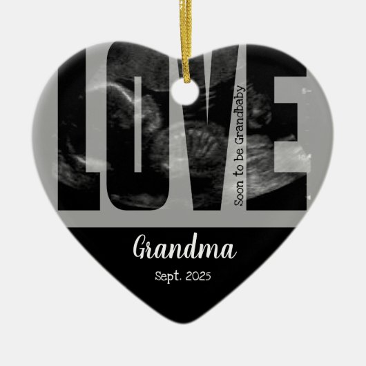 Neue Babyankündigung - Sonogramm mit DIY-Text Keramik Ornament (Vorne)