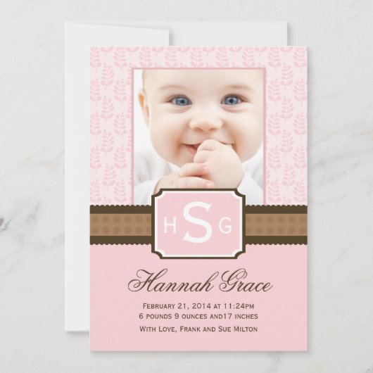 Neue Babyankündigungskarten Ankündigung (Vorderseite)