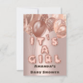 Neue Babydusche Es ist eine Girl Rose Gold Ballons Einladung (Rückseite)