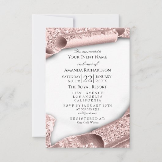 Neue Babydusche MIRL Rose Pink 3D Einladung (Vorderseite)