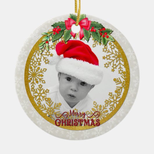 Neue Babygeburtsstatistiken Weihnachten, Geburtsan Keramik Ornament (Vorne)