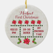 Neue Babygeburtsstatistiken Weihnachten, Geburtsan Keramik Ornament (Hinten)