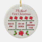 Neue Babygeburtsstatistiken Weihnachten, Geburtsan Keramik Ornament (Hinten)