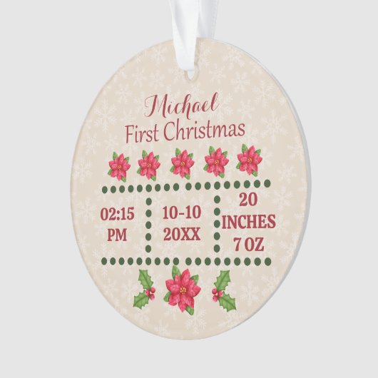 Neue Babygeburtsstatistiken Weihnachten, Geburtsan Ornament (Vorderseite)