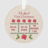 Neue Babygeburtsstatistiken Weihnachten, Geburtsan Ornament (Vorderseite)