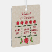 Neue Babygeburtsstatistiken Weihnachten, Geburtsan Ornament Aus Metall (Vorderseite Rechts)