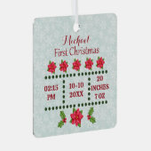 Neue Babygeburtsstatistiken Weihnachten, Geburtsan Ornament Aus Metall (Vorderseite Rechts)