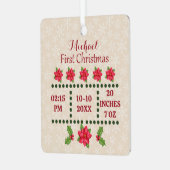 Neue Babygeburtsstatistiken Weihnachten, Geburtsan Ornament Aus Metall (Vorderseite links)