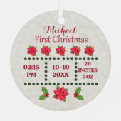 Neue Babygeburtsstatistiken Weihnachten, Geburtsan Ornament Aus Metall (Rückseite)