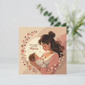Neue Babykarte für Mama mit warmer herzlicher Nach Karte (Stehend Vorderseite)