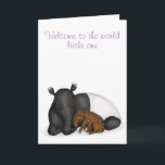 Neue Babykarte für Mutter und Baby Karte<br><div class="desc">Herzlich willkommen in der Welt mit dieser niedlichen neuen Babykarte mit Cecilia, dem malayischen Tapir und ihrem Kalb Pumfit 💕 Der Text auf der Vorderseite lautet "Welcome to the world small one" und innen lautet "Herzlichen Glückwunsch zu Ihrer neuen Ankunft" und Sie können sowohl mit dem Namen des Babys als...</div>