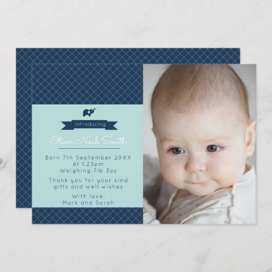 Neue Babymitteilung/danken Ihnen zu kardieren Dankeskarte (Vorne/Hinten)