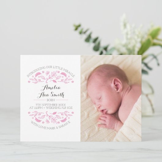 Neue Babymitteilung/danken Ihnen zu kardieren Dankeskarte (Stehend Vorderseite)