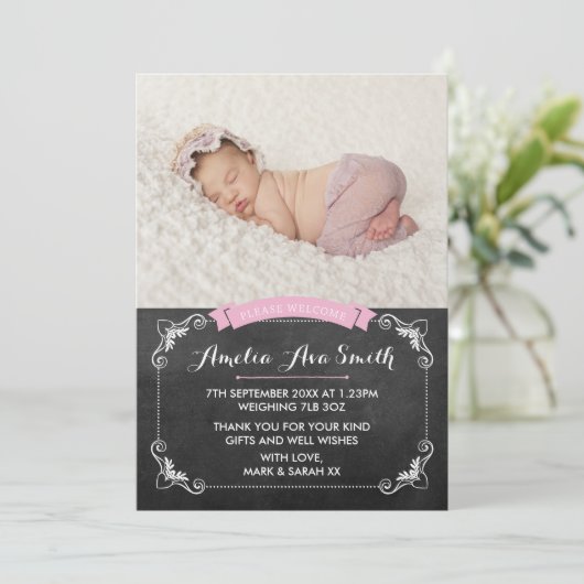 Neue Babymitteilung/danken Ihnen zu kardieren Dankeskarte (Stehend Vorderseite)