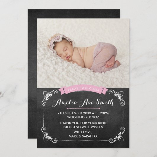 Neue Babymitteilung/danken Ihnen zu kardieren Dankeskarte (Vorne/Hinten)