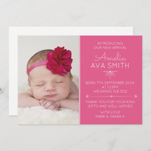 Neue Babymitteilung/danken Ihnen zu kardieren Dankeskarte (Vorne/Hinten)