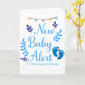 Neue Babywarnung, blaues Babyangebot Karte (Gelbe Blume)