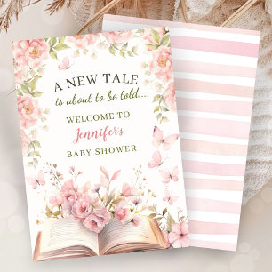 Neue Bibliothek für Mädchen Baby Shower Pink Blume Einladung