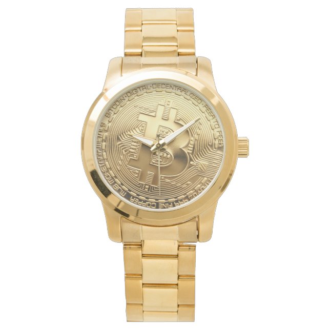 NEUE Bitcoin 13,88 Tilt Gold Watch Armbanduhr (Vorderseite)