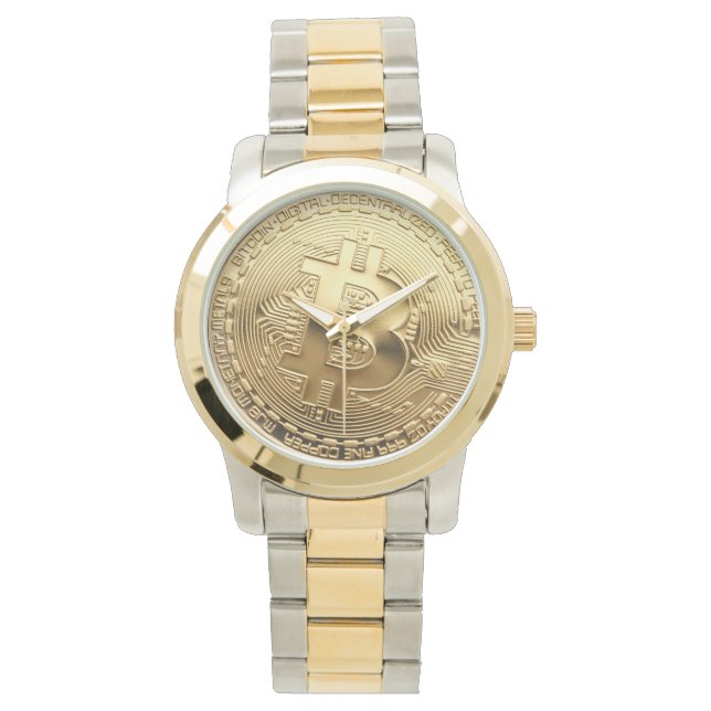 NEUE Bitcoin 13,88 Tilt Two Tone Gold SS Watch Armbanduhr (Vorderseite)