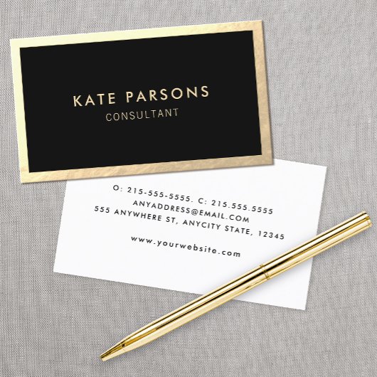 Neue Black Gold Border Business Card Visitenkarte