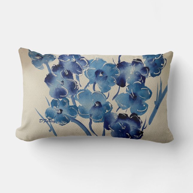 Neue Blue Poppies Throw Kissen (Vorderseite)