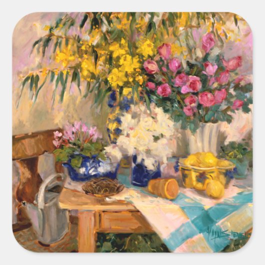 Neue Blume II Quadratischer Aufkleber (Vorderseite)