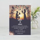 Neue boho rustikale moderne elegante Twilight Wedd Einladung (Stehend Vorderseite)