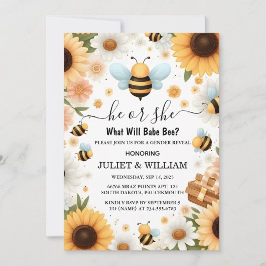 Neue Bug Daisy Bloom Rustikal beschäftigen Bieneng Einladung (Vorderseite)