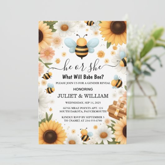 Neue Bug Daisy Bloom Rustikal beschäftigen Bieneng Einladung (Stehend Vorderseite)