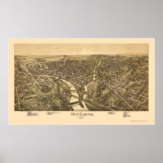 Neue Burg, PA Panoramakarte - 1896 Poster (Vorne)