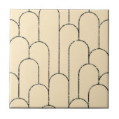 Neue Creme und Black Art Déco Keramik Fliese (Vorderseite)