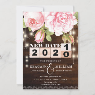 Neue Datum Rustikale Elegante Hochzeit Ankündigung
