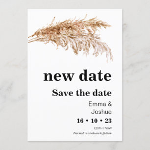 Neue Datums-Pampas-Gras-Hochzeit Sichern Sie die D Einladung