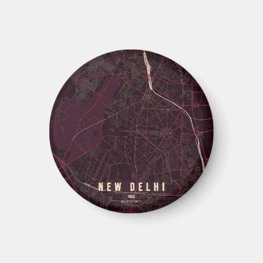 Neue Delhi Indien Stadtplan Magnet (Vorne)