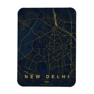 Neue Delhi Indien Stadtplan Minimales Design Magnet