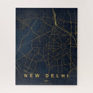 Neue Delhi Indien Stadtplan Minimales Design Puzzle
