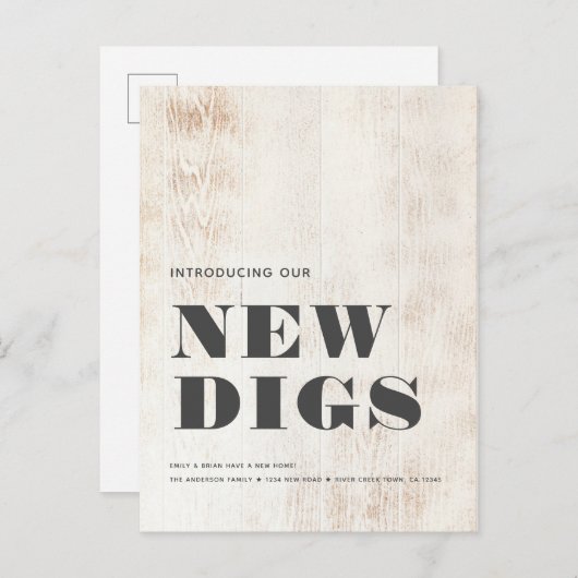 NEUE DIGS Modern Rustikales Weißholzwerk Ankündigungspostkarte (Vorne/Hinten)