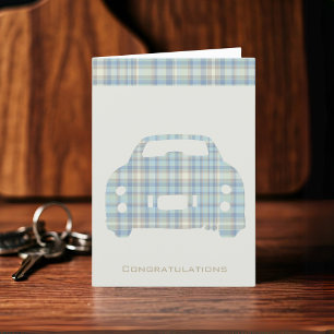Neue Driver Tartan Car Shape Congratulations Card Karte