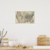 Neue Eisenbahnkarte der Staaten Poster (Küche)