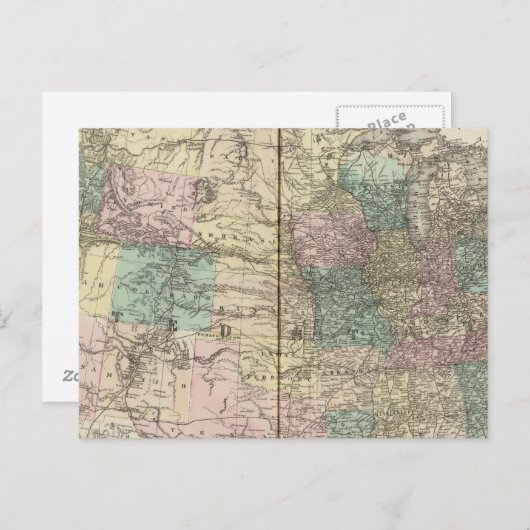 Neue Eisenbahnkarte der Staaten Postkarte (Vorne/Hinten)