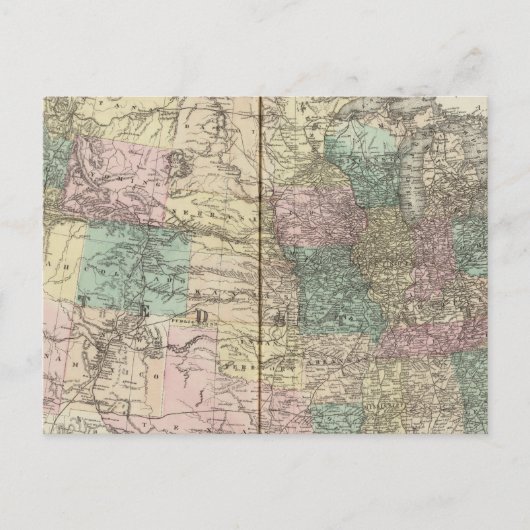 Neue Eisenbahnkarte der Staaten Postkarte (Vorderseite)