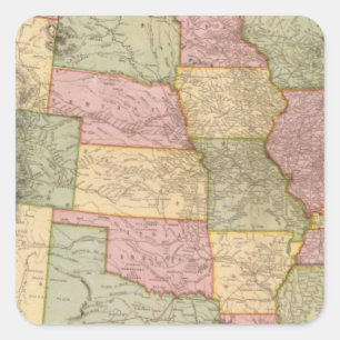 Neue Eisenbahnkarte der Staaten Quadratischer Aufkleber