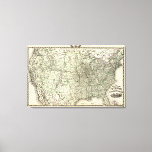 Neue Eisenbahnkarte der Vereinigten Staaten 3 Leinwanddruck