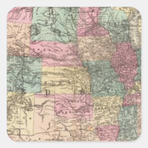 Neue Eisenbahnkarte der Vereinigten Staaten Quadratischer Aufkleber