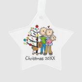 Neue Eltern Baby Girl, Hunde Urlaub Ornament (Rückseite)